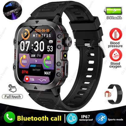 Original Men Smartwatch Flashlight Bluetooth Call Fitness Clock IP68 Waterproof Sports Men for Android IOS Smart Watch 2025 New